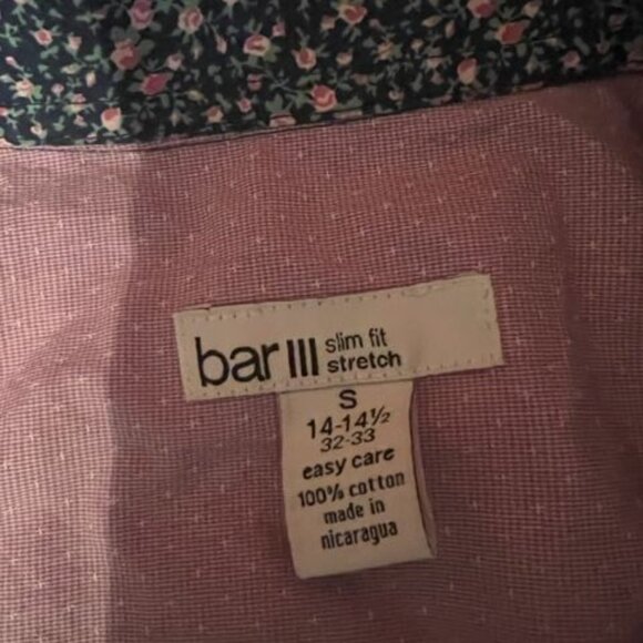 Bar III Men Slim Fit Stretch Floral Button-Down Shirt  Long sleeves button cuffs - Picture 4 of 5